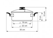 KOLIMAX Rondel BLACK GRANITEC z pokrywką, średnica 22cm, objętość 3.0l