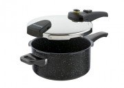 KOLIMAX Garnek ciśnieniowy BIOMAX z BIO zaworem, średnica 22cm, objętość 4.0l, BLACK GRANITEC