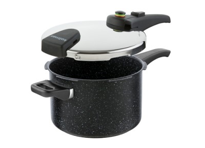 Zwiększyc obrazek KOLIMAX Garnek ciśnieniowy BIOMAX z BIO zaworem, średnica 22cm, objętość 5.5l, BLACK GRANITEC
